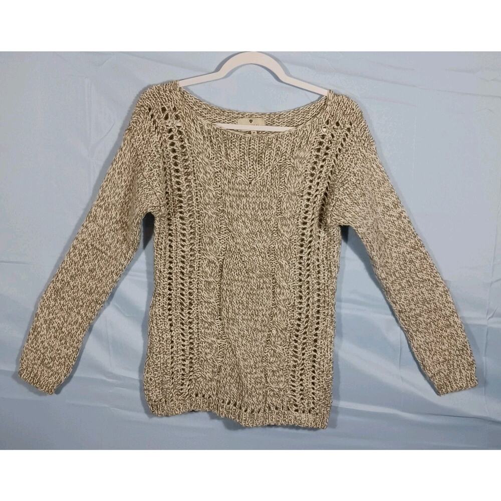 Berretti Italy Cable Knit Sweater Long Sleeve Wool Alpaca Blend Gray Medium